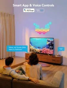 Фото: Настінний світильник Govee H6061 Glide Hexa Light Panels RGBIC Wi-Fi/BT 10pcs White (B6061301) № 19 | KTC