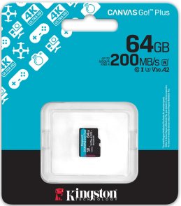 FLASH пам'ять Kingston Canvas Go Plus Class 10 UHS-I U3 V30 A2 Micro SDXC 64GB (SDCG4/64GBSP)