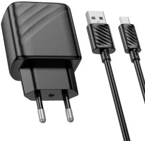 Фото: Зарядний пристрій Hoco CS21A Rich 18W Black with AM/MicroUSB (6942007609890) № 2 | KTC