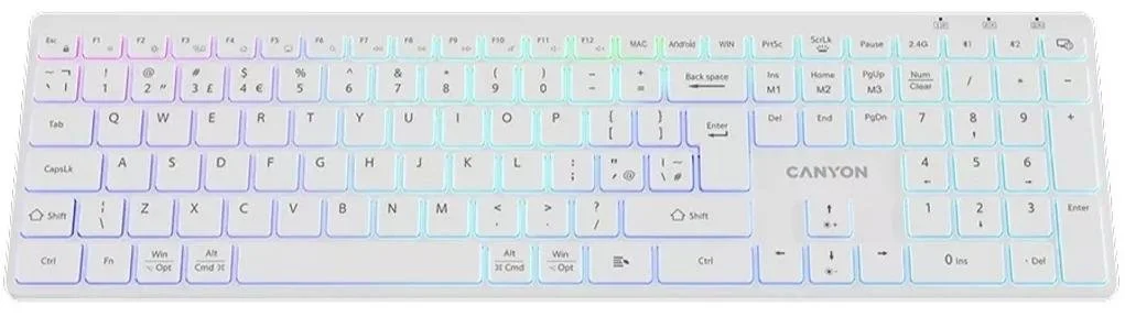Фото: Клавіатура Canyon HKB-W11 UKR/ENG BT/WL White (CNS-HBTK11W) № 2 | KTC