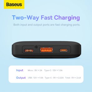 Батарея універсальна Baseus Airpow Fast Charge 10000mAh 20W Black (PPQD090001)