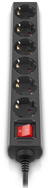 Мережевий фільтр Real-EL RS-6 Protect M 6/1.8m Black (EL122300032)