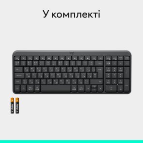 Клавіатура, Logitech K250 US/UA Wireless/BT, Graphite