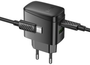 Зарядний пристрій Hoco CS61A Bright QC3.0 PD 30W Black with Type-C/Type-C (6942007638449)
