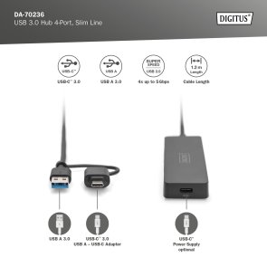 USB-хаб Digitus DA-70236 Black