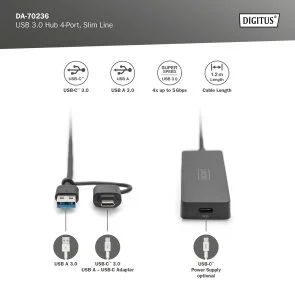 Фото: USB-хаб Digitus DA-70236 Black № 2 | KTC