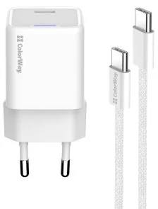 Фото: Зарядний пристрій ColorWay GaN Mini 25W White with Type-C/Type-C (CW-CHS052PDC-WT) № 5 | KTC