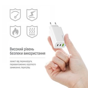 Зарядний пристрій ColorWay GaN Mini 65W White (CW-CHS058PD-WT)