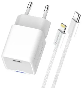 Фото: Зарядний пристрій ColorWay GaN Mini 20W White with Type-C/Lightning (CW-CHS059PDL-WT) № 5 | KTC