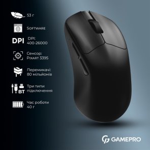 Миша GamePro Genesis Asgard Surt WL/BT/USB Black (GM017B)