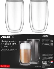 Фото: Набір чашок Ardesto 380ml 2pcs Clear (AR2638B) № 5 | KTC