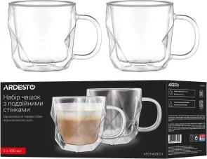 Фото: Набір чашок Ardesto 450ml 2pcs Clear (AR2645BCH) № 5 | KTC
