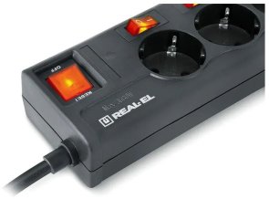 Мережевий фільтр Real-EL RS-6 Extra 6/5m Black (EL122300003)