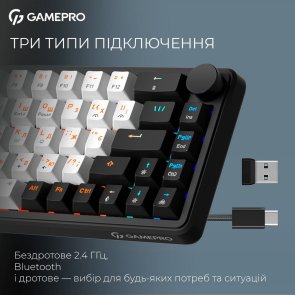 Клавіатура GamePro Asgard Valhalla MK210B Pro RGB WL/BT/USB Black