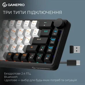 Фото: Клавіатура GamePro Asgard Valhalla MK210B Pro RGB WL/BT/USB Black № 5 | KTC