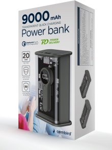Батарея універсальна Gembird PB09-TQC3-01 9000mAh 20W Black