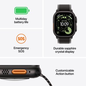 Смарт годинник Apple Watch Ultra 3 - 49mm Natural Titanium Case with Blue/Bright Blue Trail Loop - S/M (MEWR4)