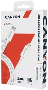 Фото: Кабель Canyon UC-44 240W 5A Type-C / Type-C 1m White (CNS-USBC44W) № 2 | KTC