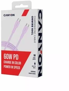 Фото: Кабель Canyon OnWire 60CL 60W Type-C / Type-C 1m Pink (CND-CCAP60AB10PK) № 4 | KTC
