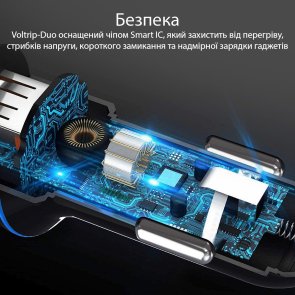 Автомобільний зарядний пристрій Promate Voltrip-duo Black (voltrip-duo.black)