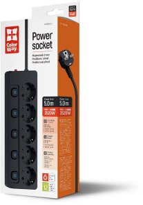 Мережевий фільтр ColorWay CW-PSEA55SBK 5/5m Black