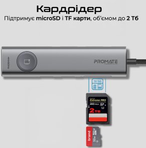 USB-хаб Promate ComandHub-Lite (6959144066615)