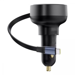 Автозарядка Baseus Enjoyment Pro Car Charger Type-C + Retractable Type-C Cable 60W black