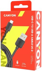 Кабель USB (AM/Type-C) 2м, Canyon UC-2, 1A, Black