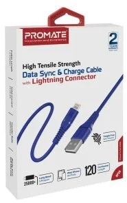 Фото: Кабель Promate PowerLine-Ai120 2.4A AM / Lightning1.2m Blue (6959144060750) № 2 | KTC