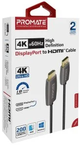 Фото: Кабель Promate ProLink-DP200 DisplayPort / HDMI 2m Black (6959144060668) № 2 | KTC