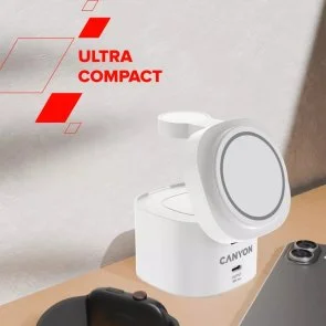 Фото: Бездротова зарядна станція Canyon OnCharge 405 4in1 15W White (CNS-WCS405WW/A) № 8 | KTC