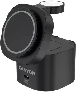 Фото: Бездротова зарядна станція Canyon OnCharge 405 4in1 15W Black with Adapter (CNS-WCS405B) № 2 | KTC