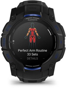 Смарт годинник Garmin Instinct 3 - 50 mm AMOLED Black with Black/Bolt Blue Band (010-03020-03)