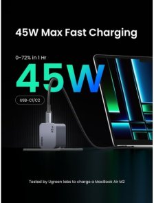 Зарядний пристрій UGREEN X707 45W PD GaN Tech Charger Space Gray (X707/35008)