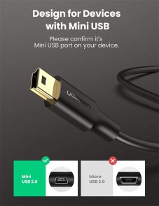 USB кабелі та розгалужувачі UGREEN US132 AM / Mini USB 0.5m (US132/10354)