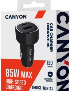 Автомобільний зарядний пристрій Canyon OnDrive 85 85W Black (CNE-CCABR8AC)