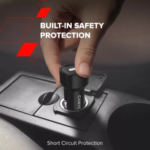 Автозарядка Canyon OnDrive 30, 1xType-C, PD, 30W, Black