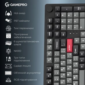 Клавіатура GamePro Asgard Drakkar MK305BK WL/BT/USB Black