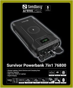 Фото: Батарея універсальна Sandberg Survivor 76800mAh 120W Black (421-15) № 6 | KTC