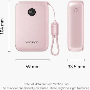 Фото: Батарея універсальна Vention FKBB0-C 20000mAh 22.5W with Built-in USB-C Cable Black № 16 | KTC