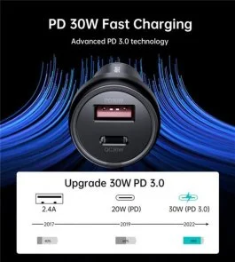 Фото: Автомобільний зарядний пристрій Choetech TC0014 60W Black № 4 | KTC