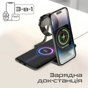 Фото: Бездротова зарядна станція Promate aurafold-trio (6959144063645) № 5 | KTC