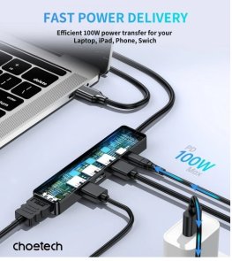 USB-хаб Choetech HUB-M80-BK 5in1 Black