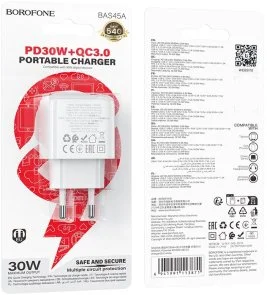 Фото: Зарядний пристрій BOROFONE BAS45A Potential PD QC3.0 30W White (6941991113871) № 7 | KTC