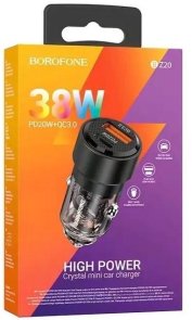Автомобільний зарядний пристрій BOROFONE BZ20 Smar 38W Transparent Black (6941991101564)