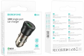 Автомобільний зарядний пристрій BOROFONE BZ23 Noble 3A Transparent Black (6941991106903)