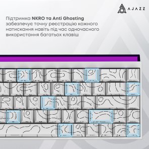 Клавіатура, Ajazz NK68 Red Switch Side Contour ENG/UKR USB, White ( Gaming )