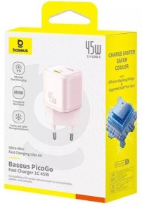 Зарядний пристрій Baseus PicoGo 45W GaN Baby Pink (P10176800413-00)