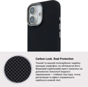 Фото: Чохол ArmorStandart for Apple iPhone 17 - LikeCarbon2 MagCase Kevlar Black (ARM88379) № 7 | KTC