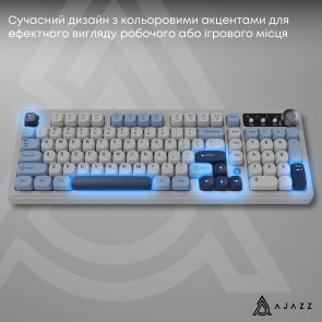 Клавіатура, Ajazz AF98 Plus ENG/UKR USB/WL/BT, Glacier Blue ( Gaming )